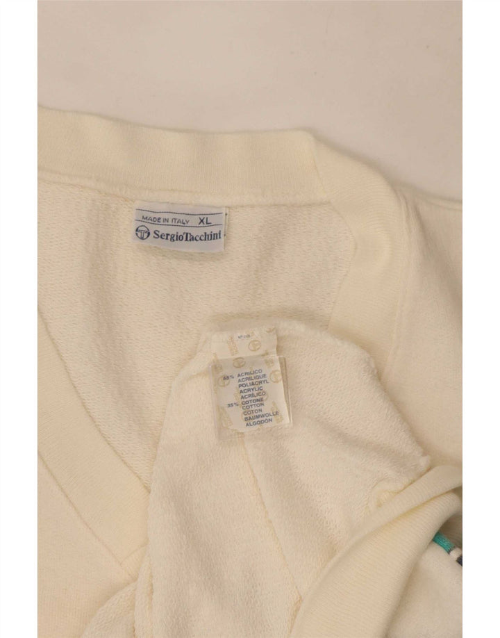Sergio Tacchini Mens Vest Tank Top XL White Geometric Acrylic
