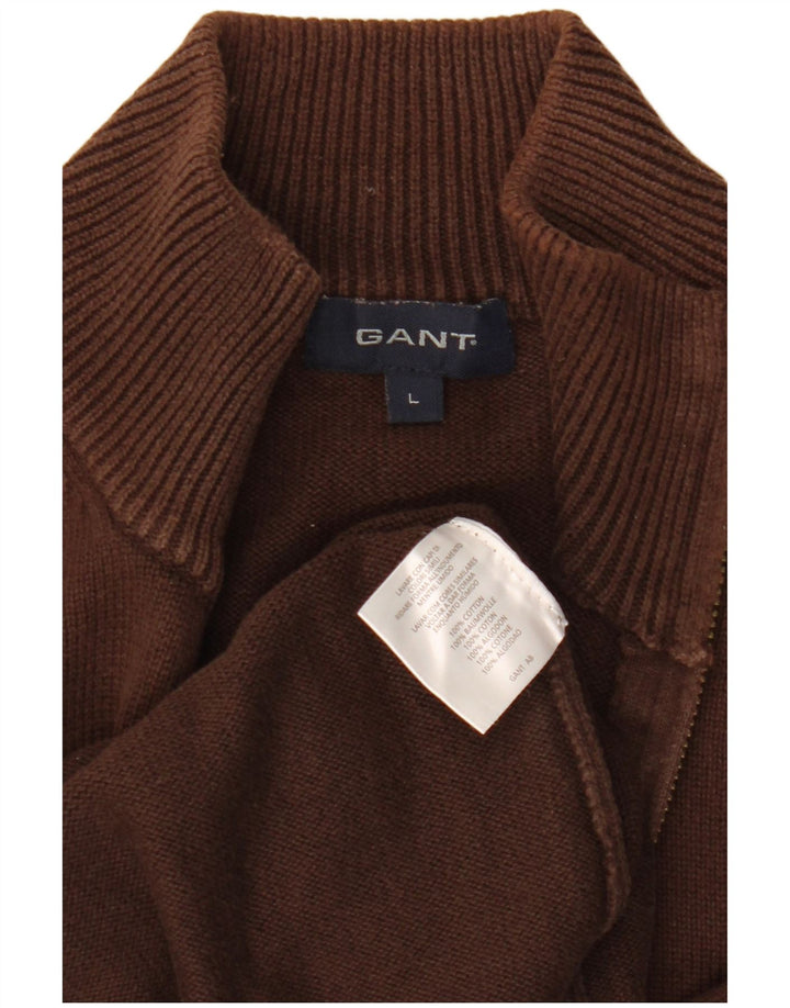 Gant Mens Cardigan Sweater Large Brown Cotton