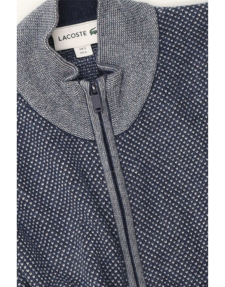 Lacoste Mens Cardigan Sweater Size 5 Large Navy Blue Flecked
