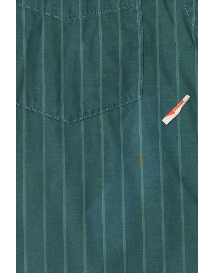 Tommy Hilfiger Mens Custom Fit Shirt Size 15 1/2 16 Medium Green Striped