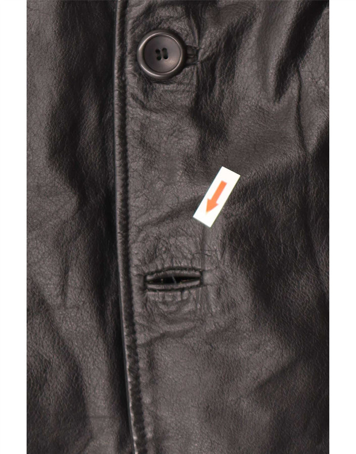 Vintage Mens Leather Coat UK 38 Medium Black