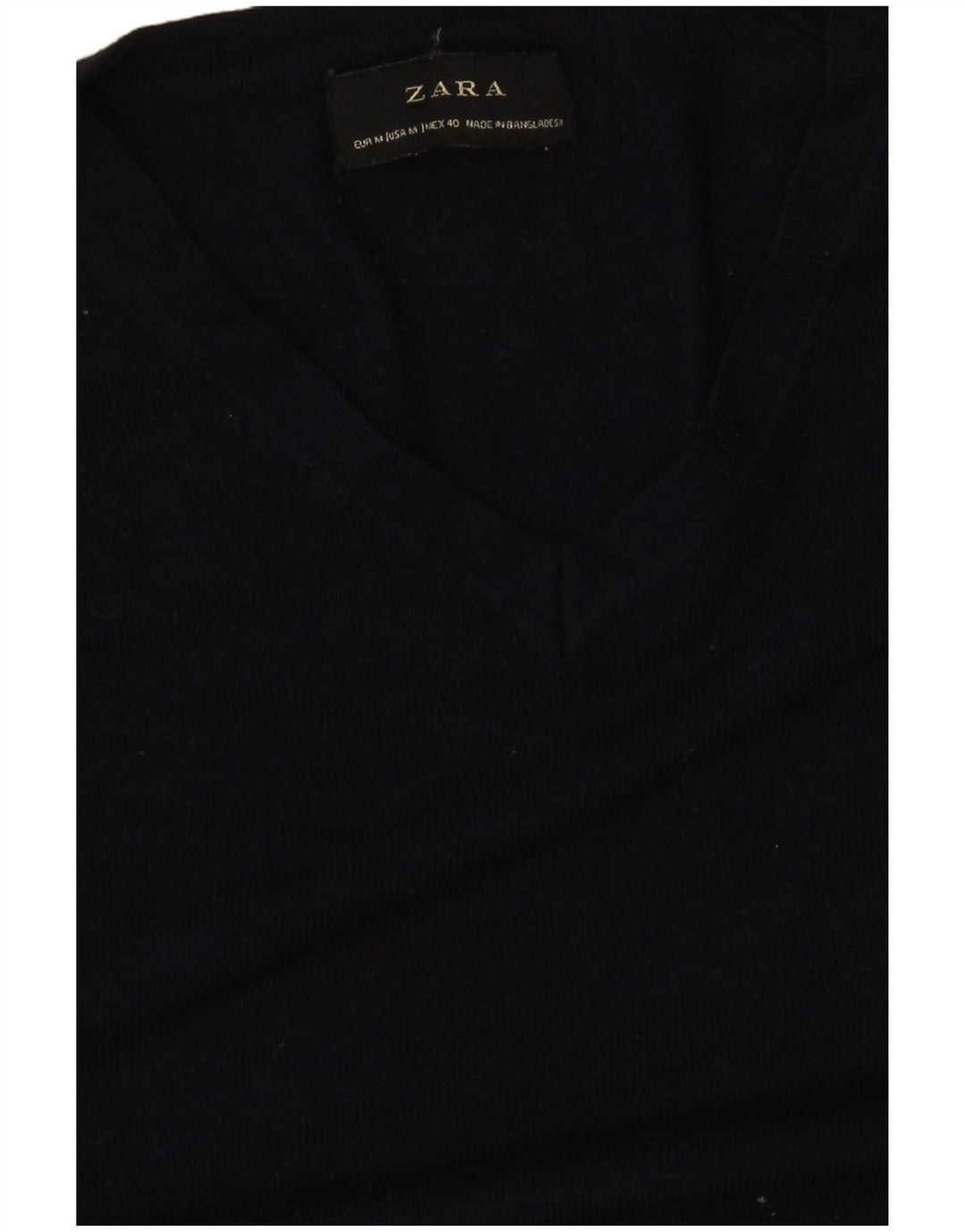 Zara Womens V-Neck Jumper Sweater UK 14 Medium Navy Blue