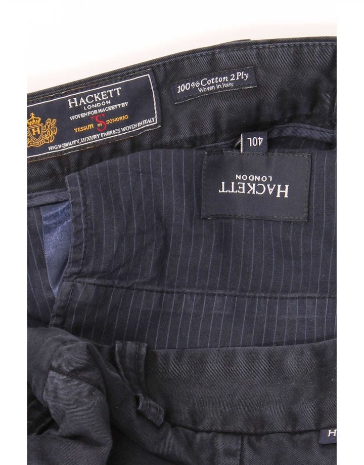 Hackett Mens Straight Chino Trousers W40 L34 Navy Blue Cotton