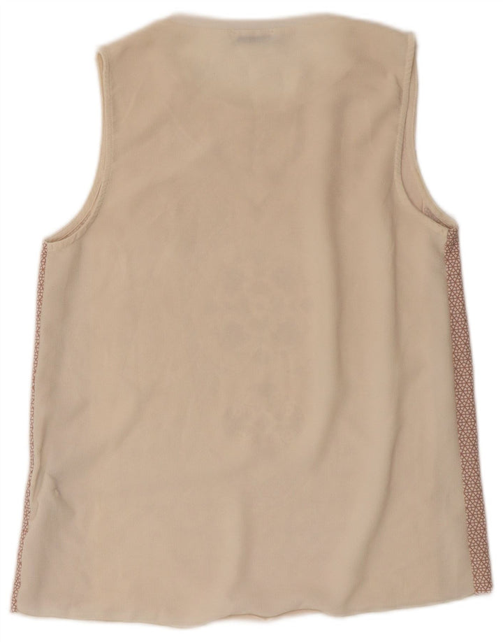 Zara Womens Abstract Pattern Vest Top UK 8 Small Beige Polyester