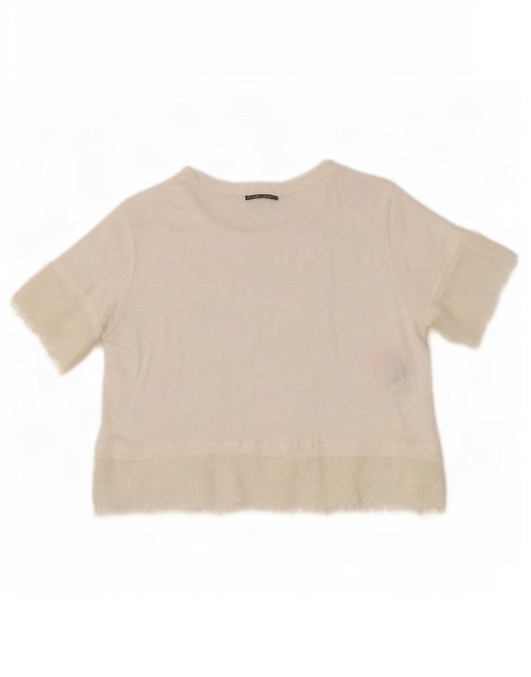 Zara Womens Crop Blouse Top UK 12 Medium White Linen