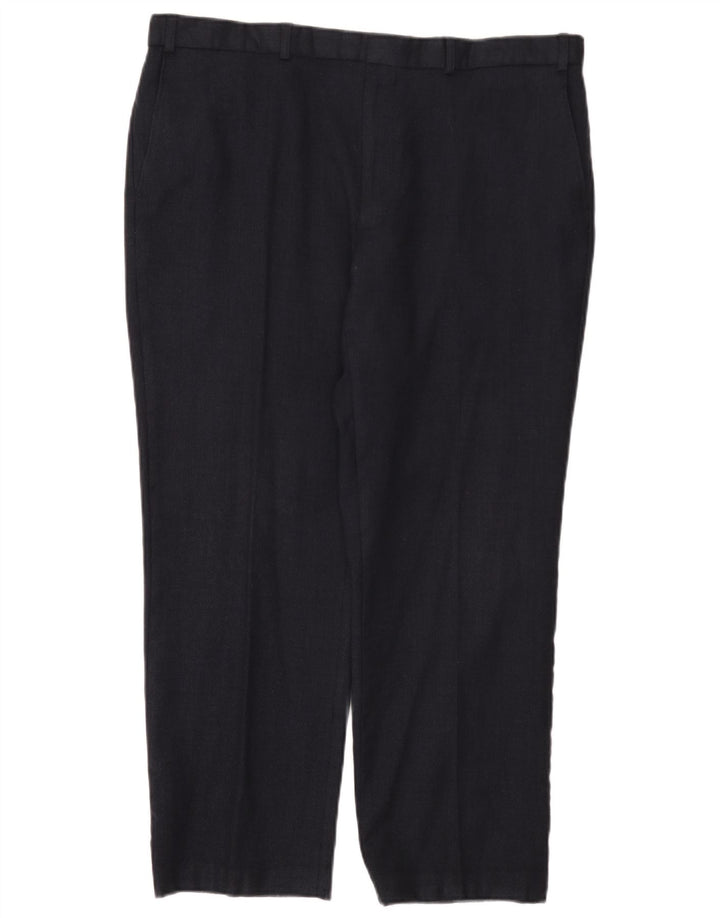 Marks & Spencer Mens Straight Suit Trousers W40 L29 Navy Blue Wool
