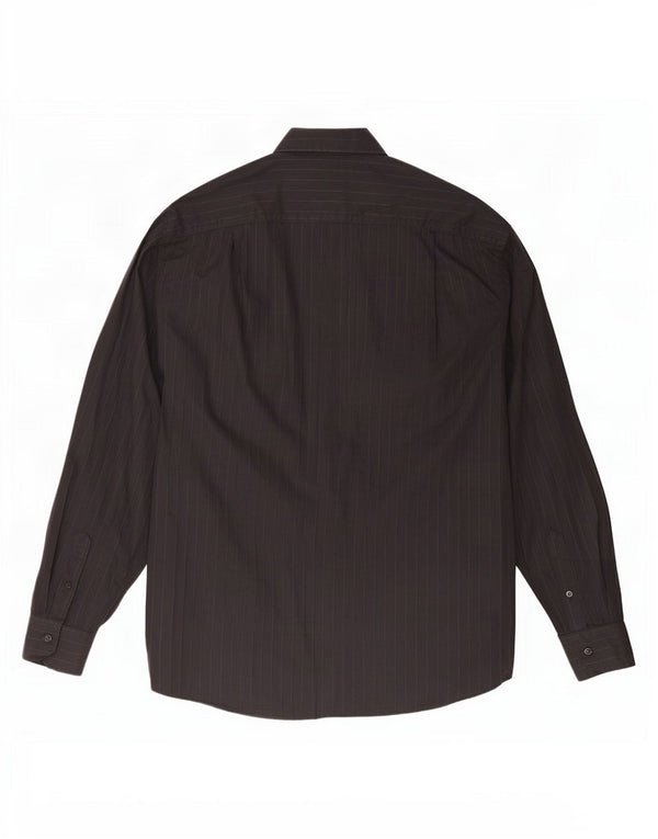 Roccobarocco Mens See Through Shirt Size 43 17 XL Grey Pinstripe Cotton