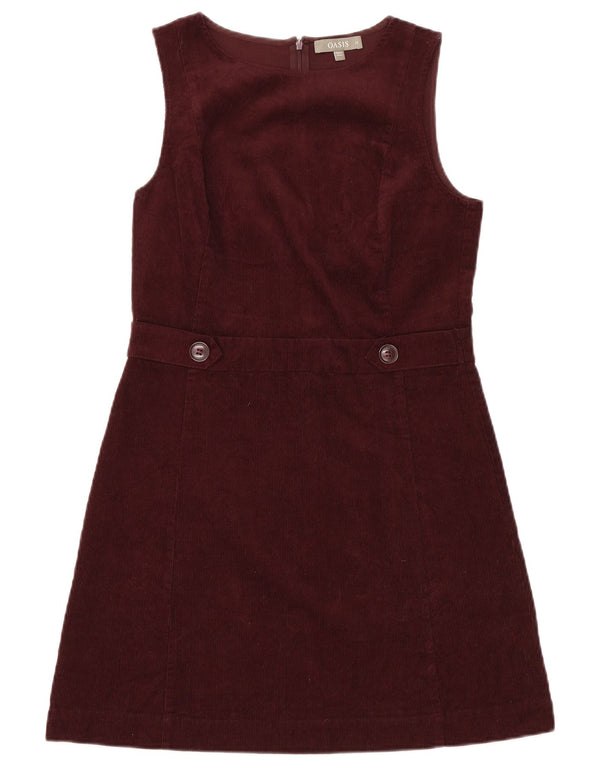 Oasis Womens Corduroy Sleeveless A-Line Dress UK 12 Medium  Burgundy Cotton