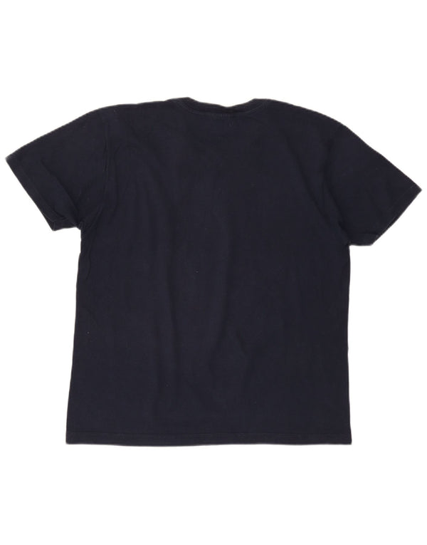 CHAMPION Womens T-Shirt Top UK 14 Medium Navy Blue Cotton