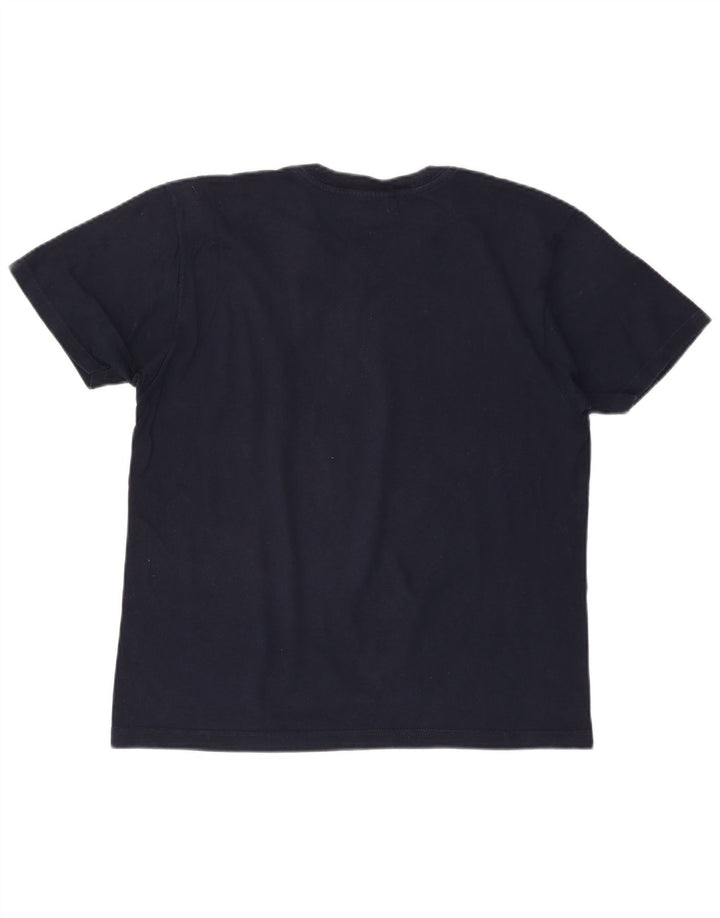 CHAMPION Womens T-Shirt Top UK 14 Medium Navy Blue Cotton