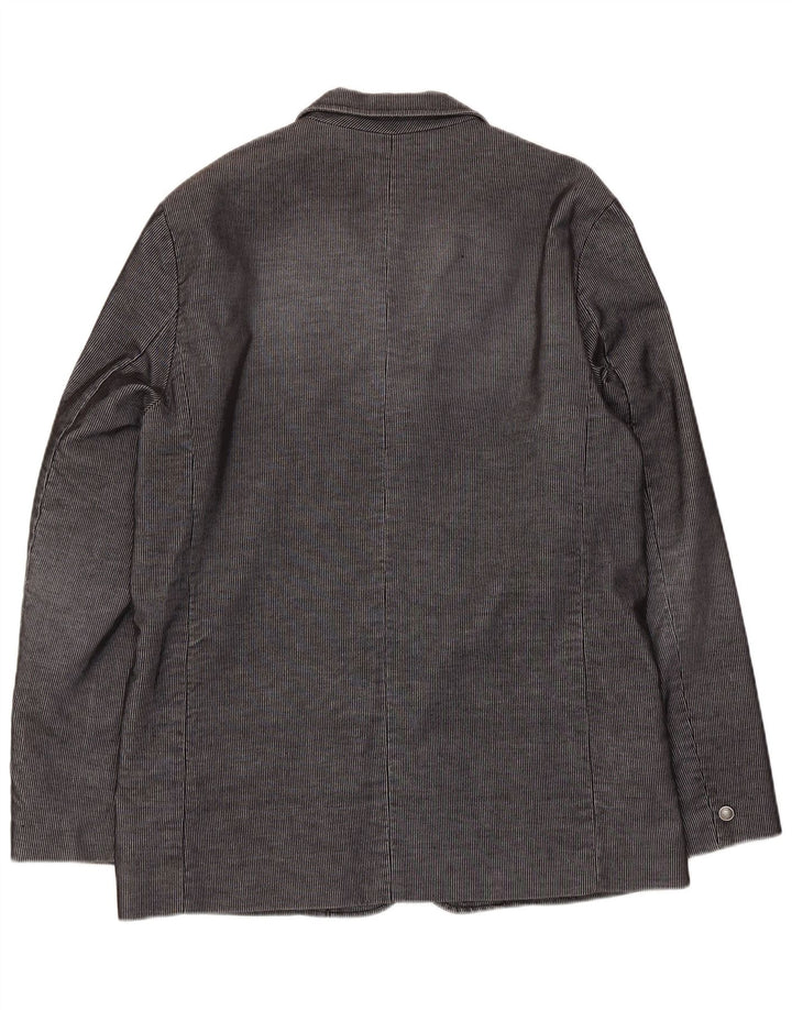 Scotch & Soda Mens 3 Button Blazer Jacket UK 40 Large Grey Pinstripe Cotton