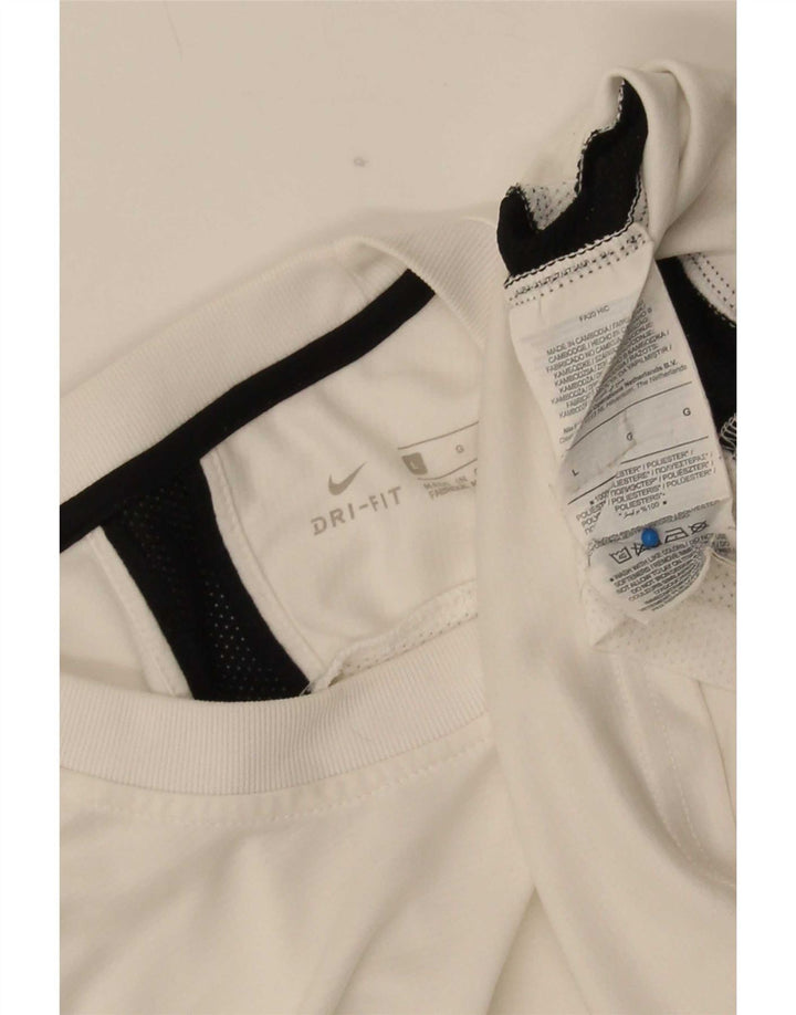 Nike Mens Dri Fit T-Shirt Top Large White Colourblock Polyester
