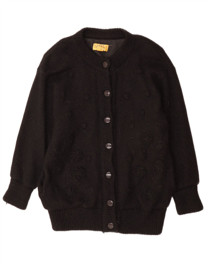 ABEL Womens Cardigan Sweater One Size Black Floral Wool