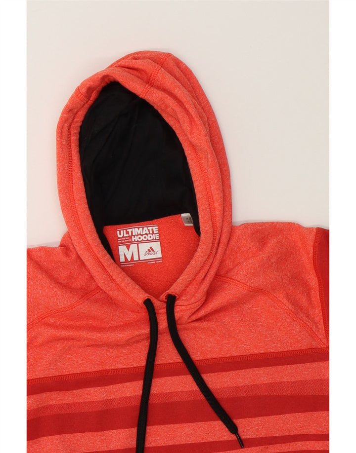 ADIDAS Womens Hoodie Jumper UK 14 Medium Red Striped Polyester Vintage Adidas and Second-Hand Adidas from Messina Hembry 