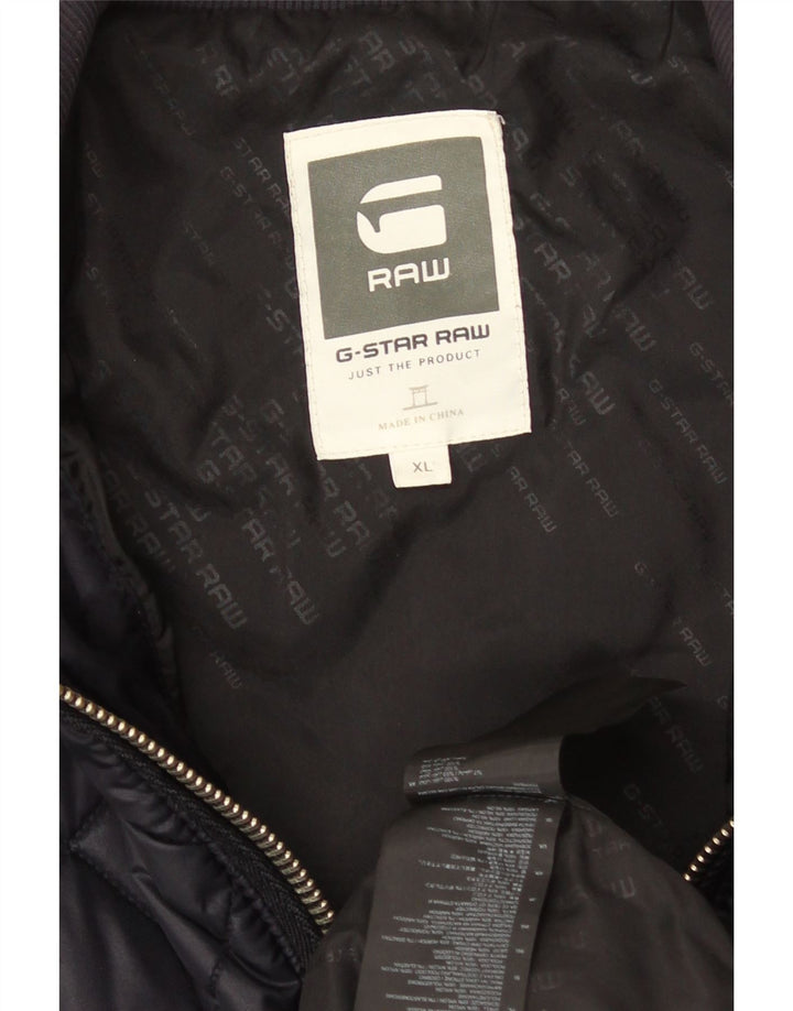 G-Star Mens Hooded Quilted Jacket UK 42 XL Navy Blue Polyester