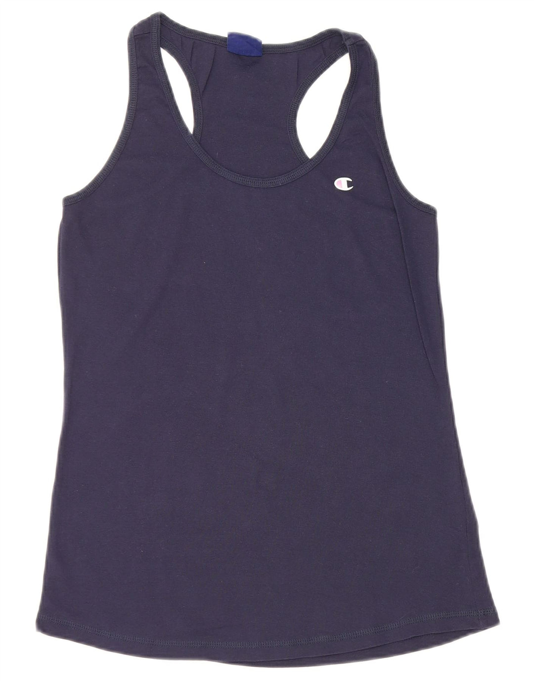 CHAMPION Womens Vest Top UK 14 Large Navy Blue Cotton