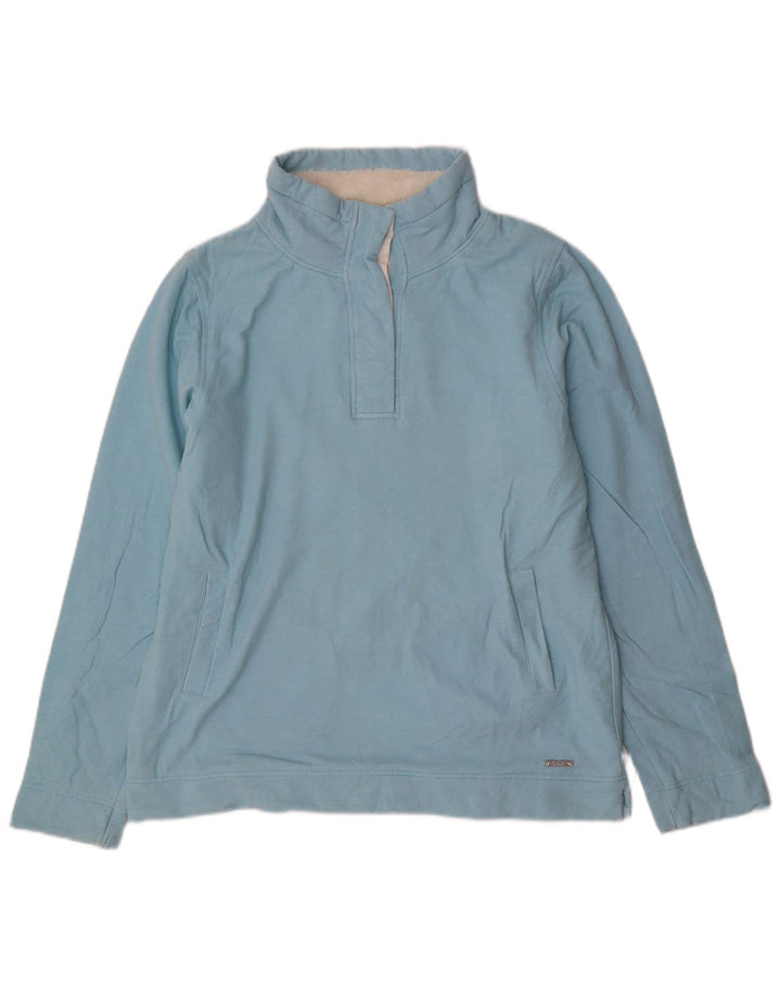 Animal Womens Button Neck Sweatshirt Jumper UK 14 Large Blue Cotton