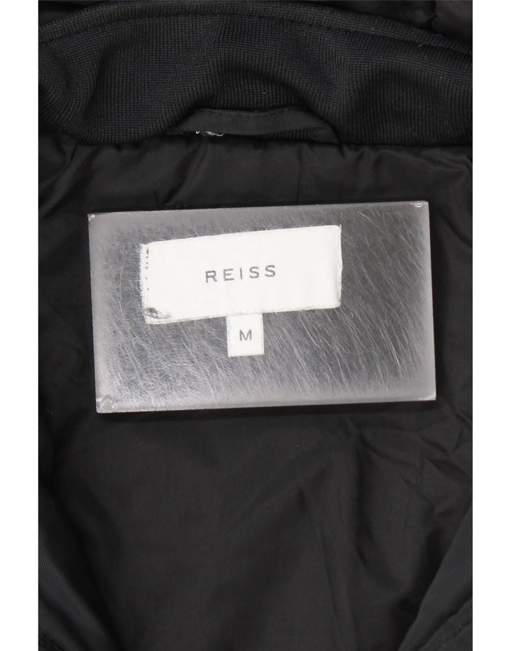 Reiss Mens Hooded Windbreaker Jacket UK 38 Medium Black Cotton