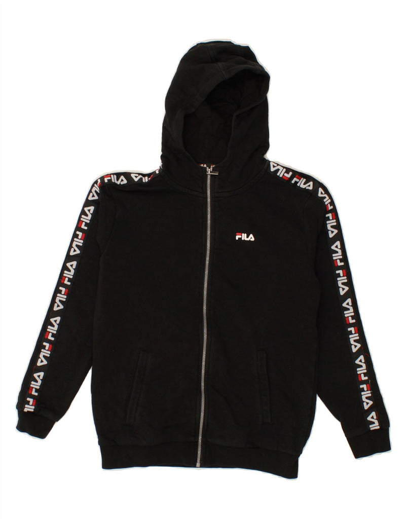 FILA Boys Graphic Zip Hoodie Sweater 11-12 Years Black Cotton | Vintage Fila | Thrift | Second-Hand Fila | Used Clothing | Messina Hembry 