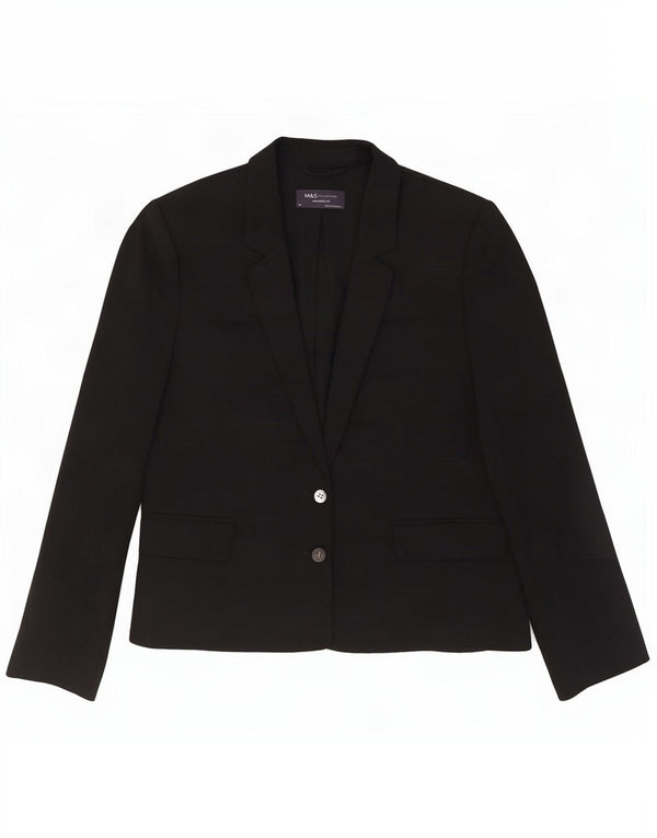 Marks & Spencer Womens Tailored Fit Blazer Jacket UK 14 Medium Black