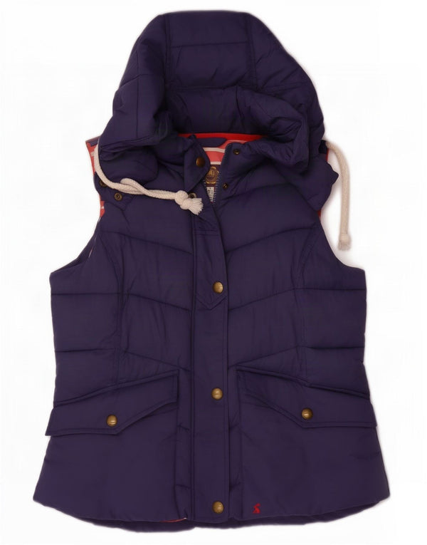 Joules Womens Hooded Padded Gilet UK 14 Large Navy Blue Colourblock