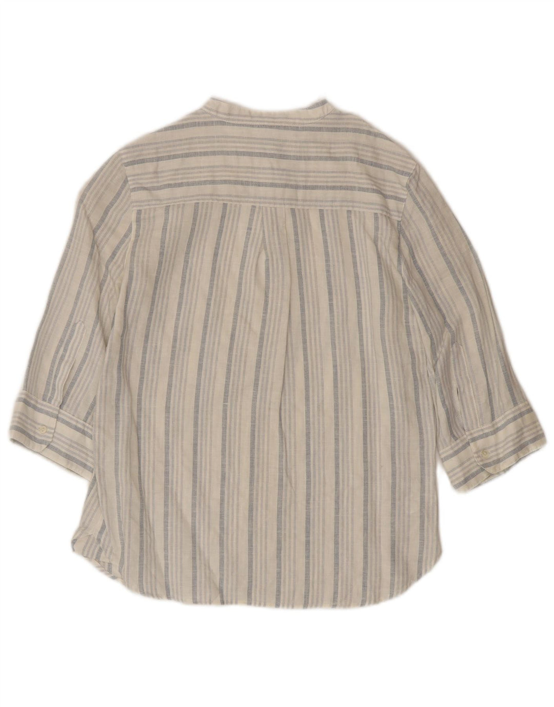 Benetton Womens 3/4 Sleeve Pullover Shirt Blouse UK 6 XS White Striped
