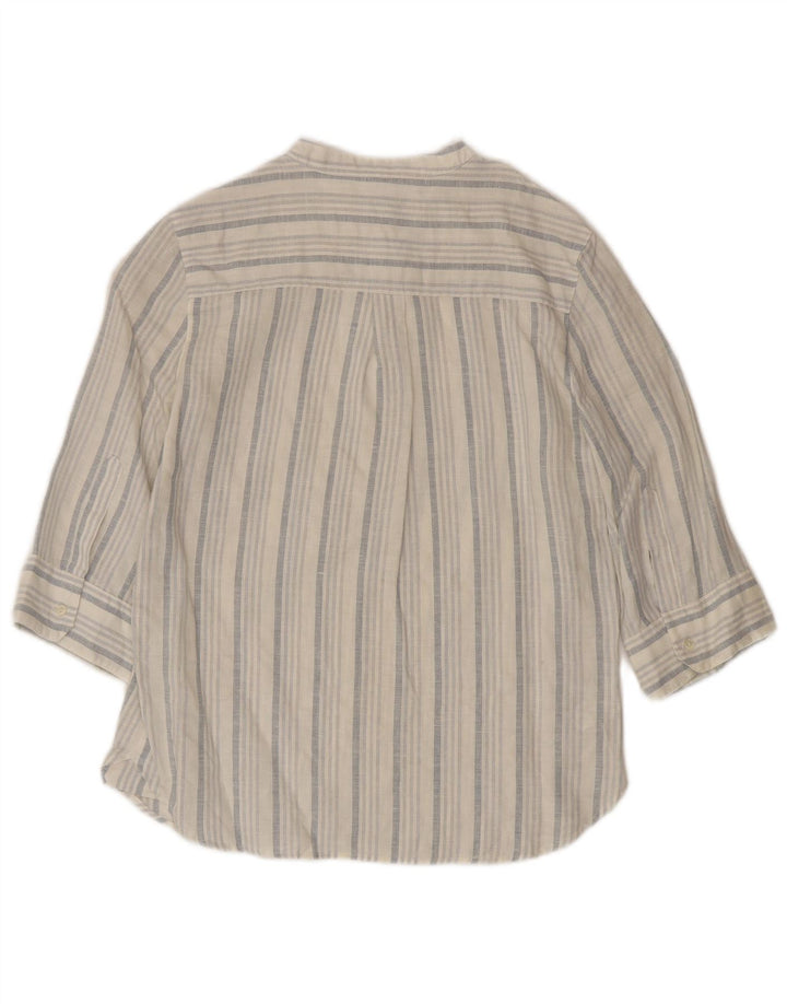 Benetton Womens 3/4 Sleeve Pullover Shirt Blouse UK 6 XS White Striped