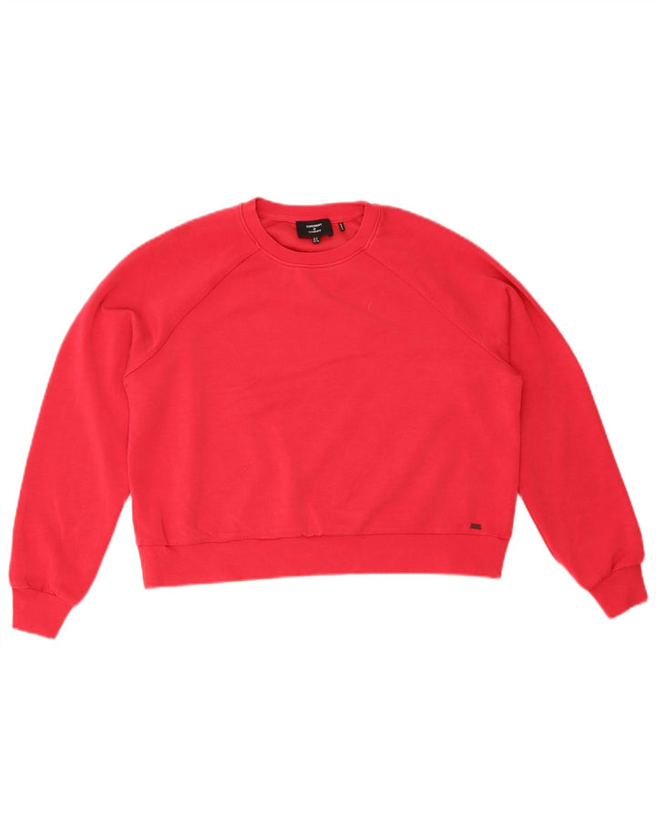 Superdry Womens Crop Oversized Sweatshirt Jumper UK 8 Small Red Polyester