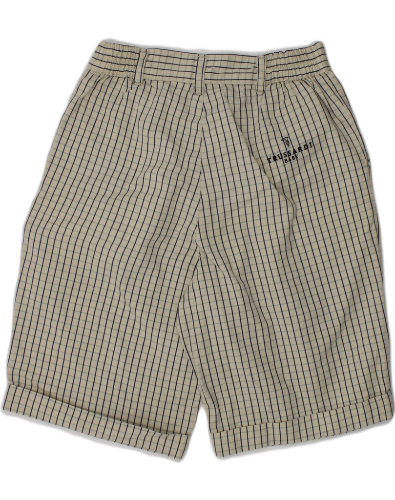 TRUSSARDI Boys Chino Shorts 7-8 Years W22 Beige Check Cotton | Vintage Trussardi | Thrift | Second-Hand Trussardi | Used Clothing | Messina Hembry 