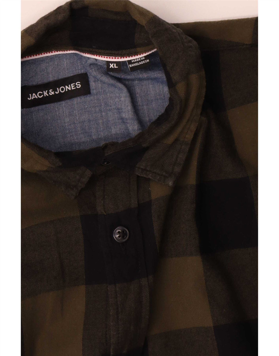 Jack & Jones Mens Flannel Shirt XL Khaki Check Cotton