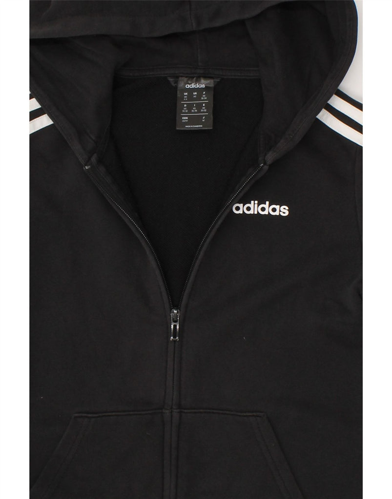 ADIDAS Womens Zip Hoodie Sweater UK 4/6 XS Black Cotton | Vintage Adidas | Thrift | Second-Hand Adidas | Used Clothing | Messina Hembry 