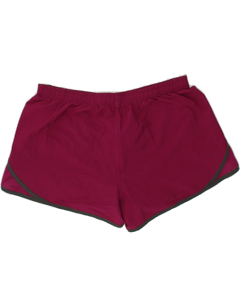 UNDER ARMOUR Womens Fitted Sport Shorts UK 14 Large Burgundy | Vintage Under Armour | Thrift | Second-Hand Under Armour | Used Clothing | Messina Hembry 