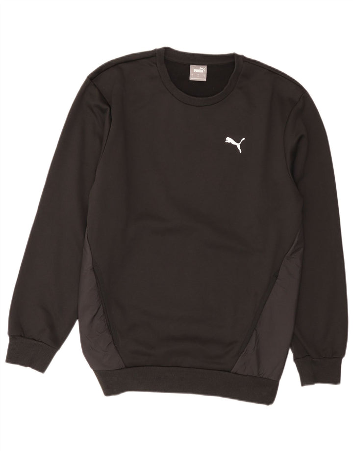 Puma Mens Sweatshirt Jumper Small Black Colourblock Cotton