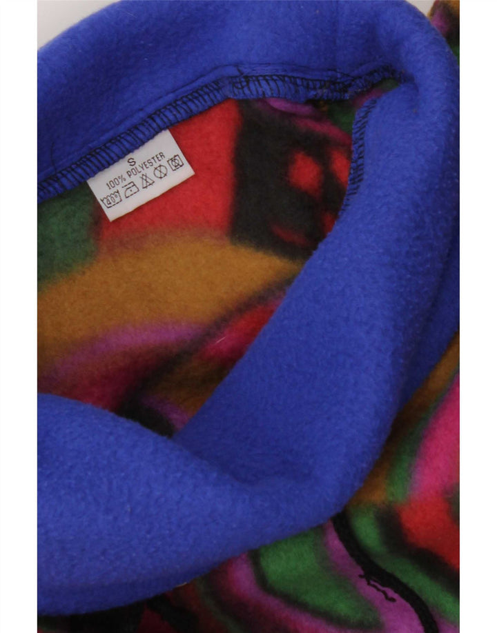 Vintage Mens Loose Fit Fleece Jumper Small Multicoloured Geometric