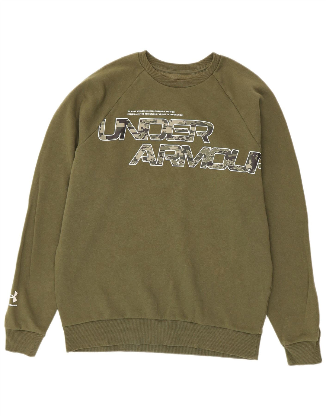 Under Armour Mens Graphic Sweatshirt Jumper Medium Khaki Cotton