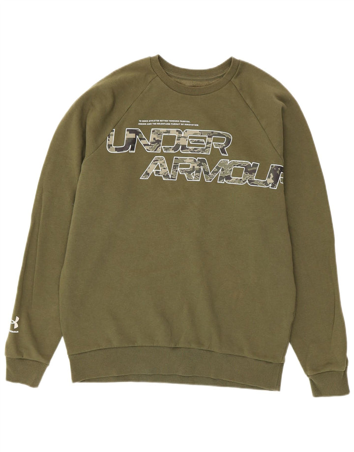 Under Armour Mens Graphic Sweatshirt Jumper Medium Khaki Cotton