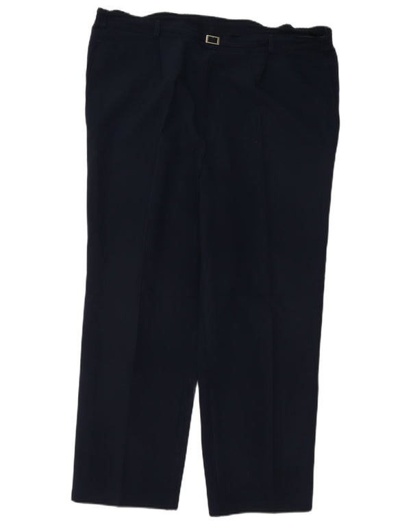 Marks & Spencer Womens Cropped Trousers UK 14 Large W36 L25 Navy Blue