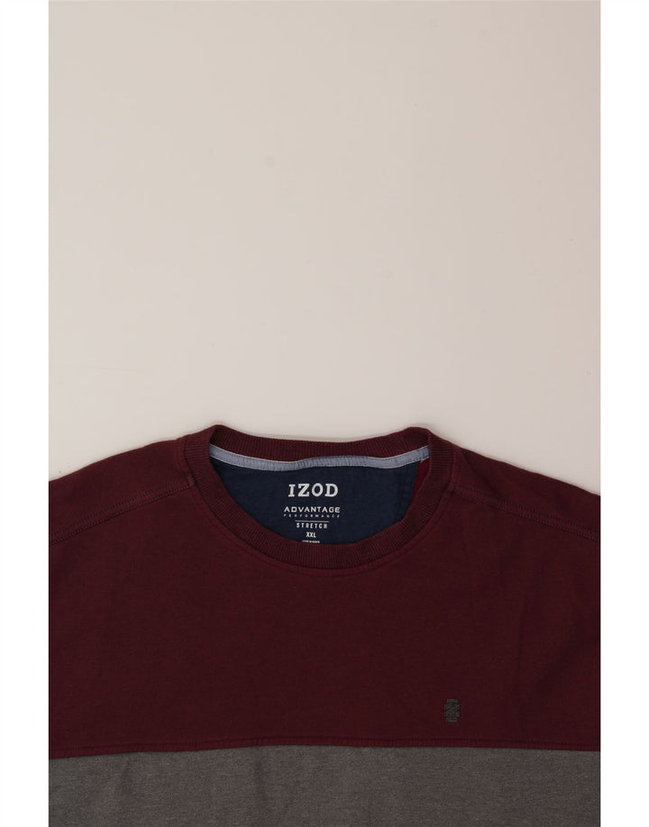 IZOD Mens Stretch Sweatshirt Jumper 2XL Grey Colourblock Polyester