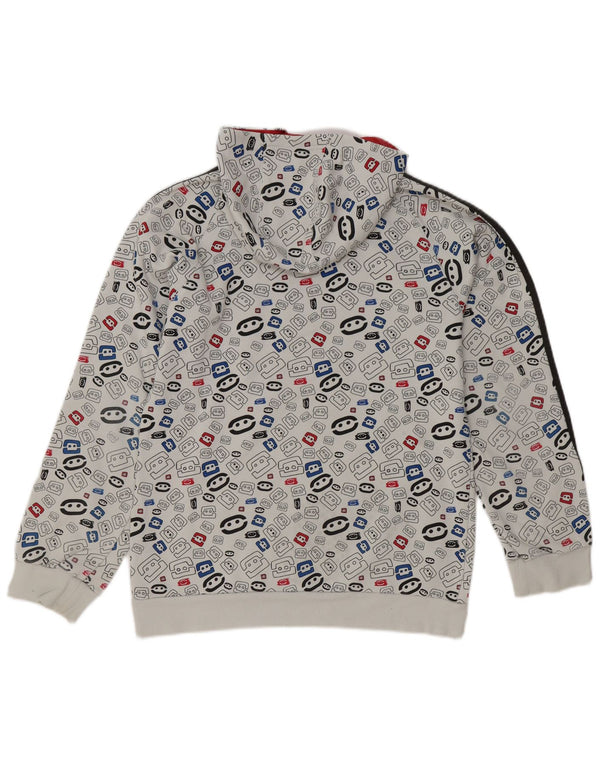 Adidas Boys Abstract Pattern Hoodie Jumper 15-16 Years White Geometric