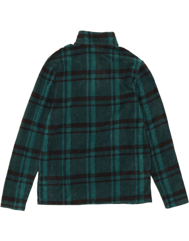 CHAPS Mens Zip Neck Fleece Jumper Medium Green Check Polyester Vintage Chaps and Second-Hand Chaps from Messina Hembry 