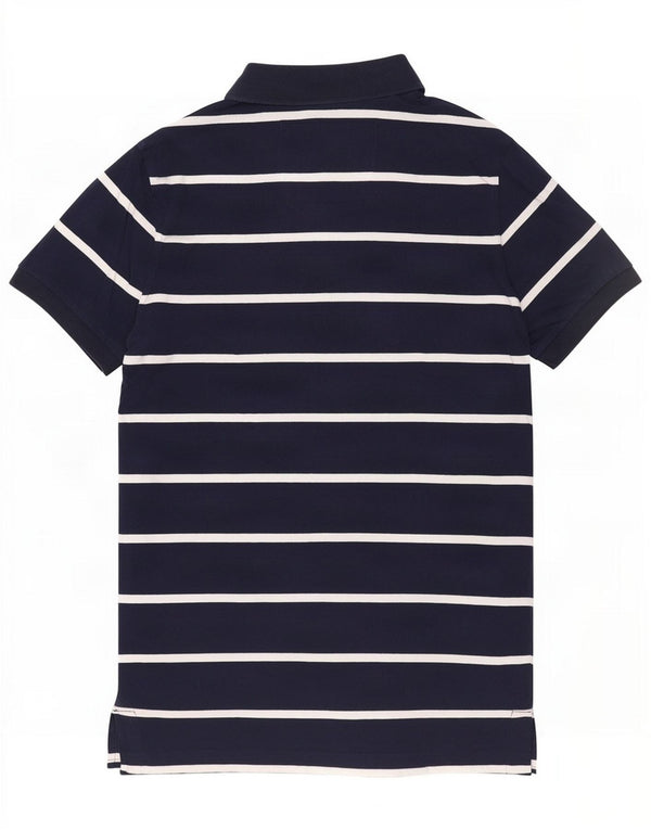 Superdry Mens Polo Shirt Medium Navy Blue Striped Cotton