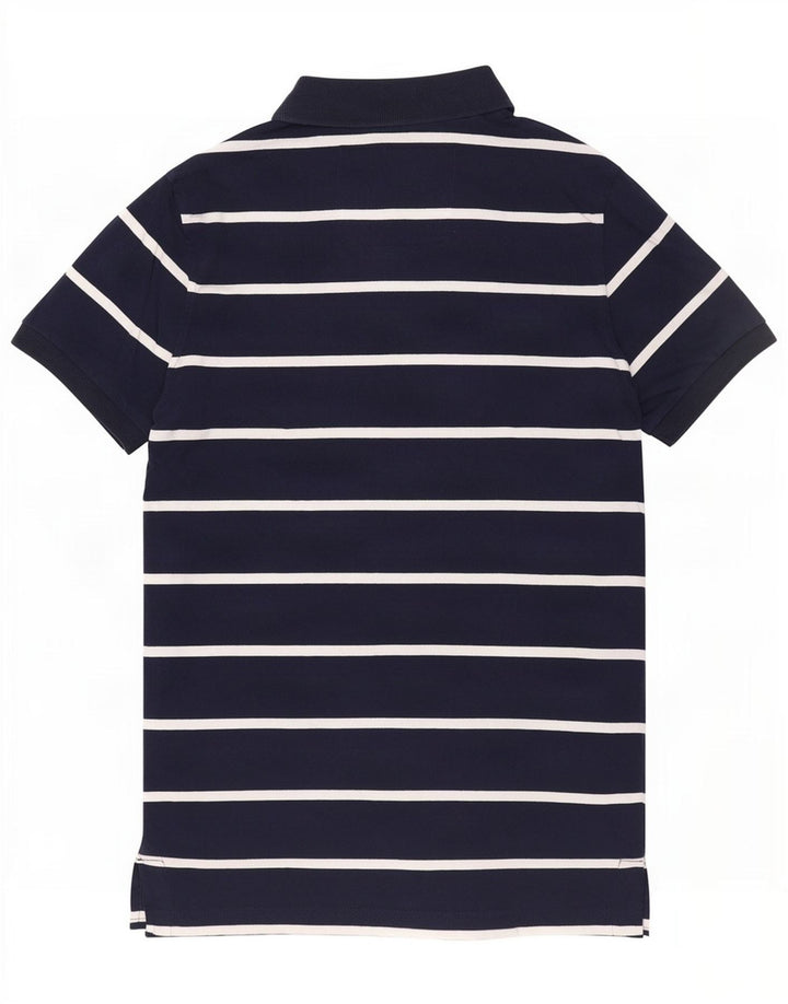 Superdry Mens Polo Shirt Medium Navy Blue Striped Cotton
