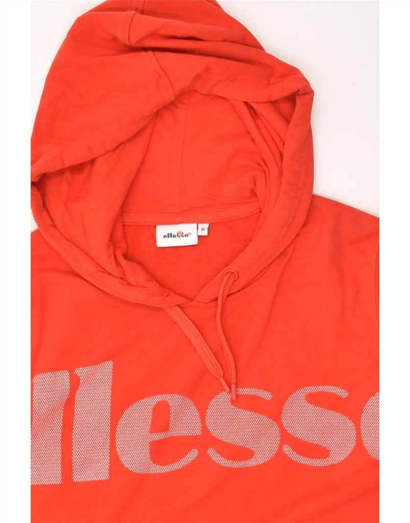 ELLESSE Womens Graphic Hoodie Jumper UK 14 Medium Red Cotton | Vintage Ellesse | Thrift | Second-Hand Ellesse | Used Clothing | Messina Hembry 