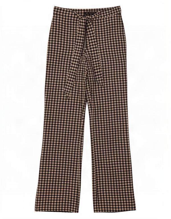 Zara Womens Flare Casual Trousers Small W26 L26 Black Gingham Polyester