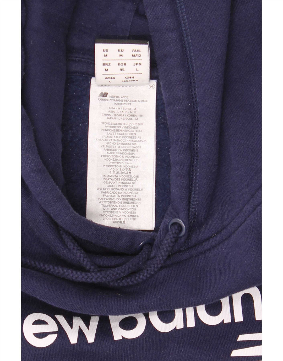 New Balance Mens Graphic Hoodie Jumper Medium Blue Cotton