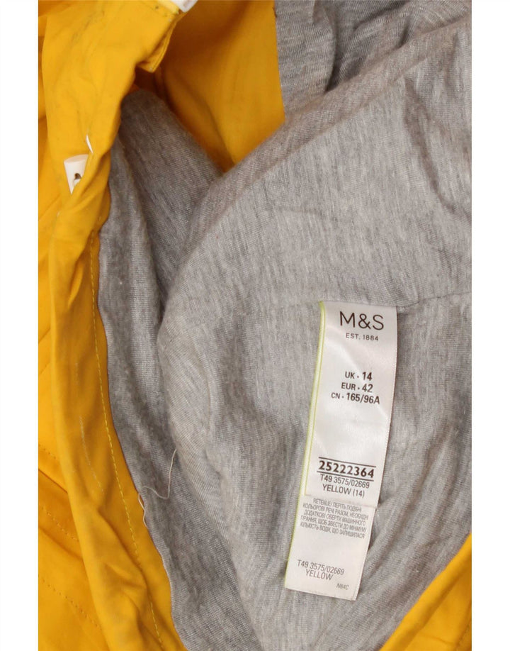 Marks & Spencer Womens Hooded Oversized Rain Jacket UK 14 Large Yellow