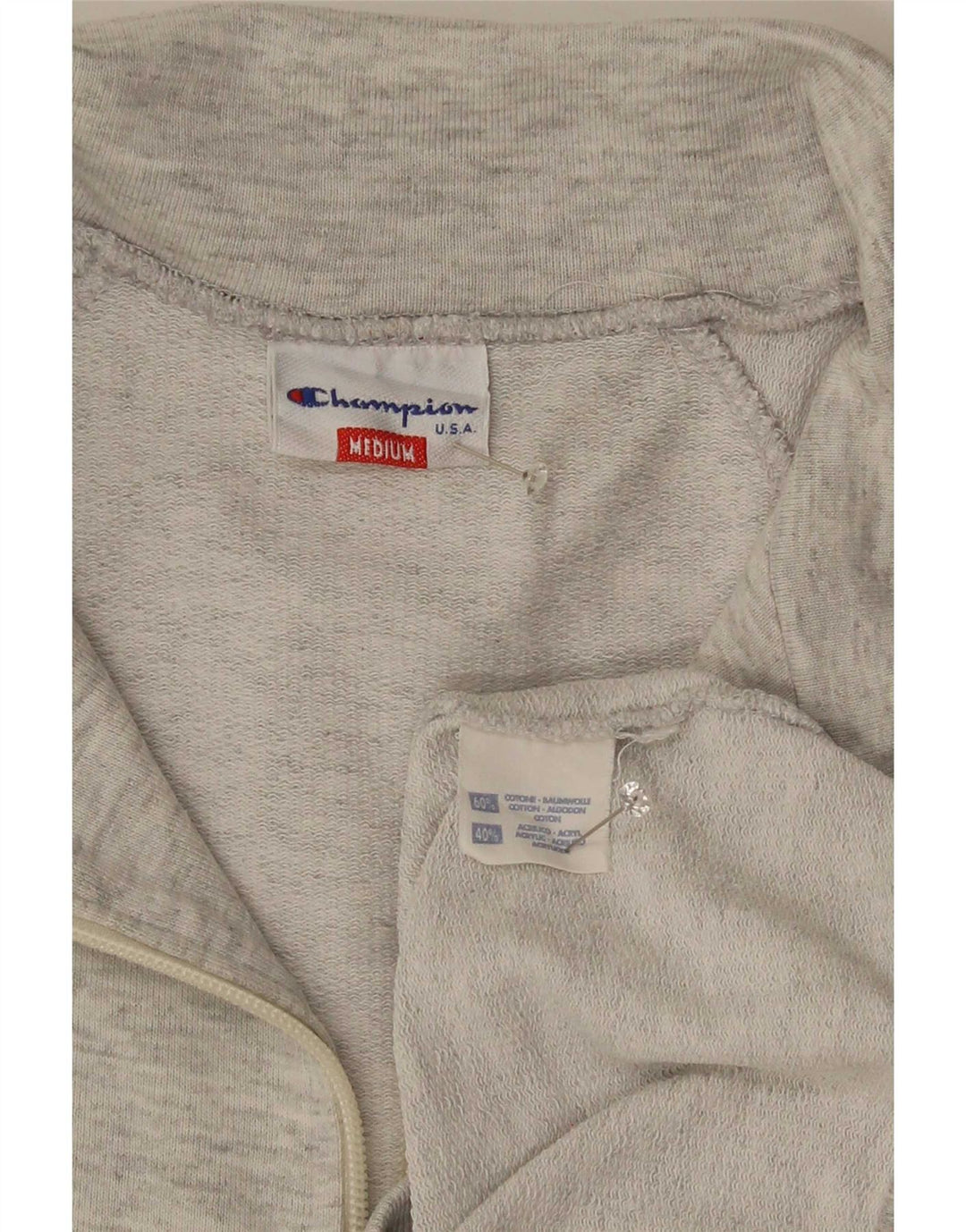 Champion Mens Graphic Zip Neck Sweatshirt Jumper Medium Grey Colourblock