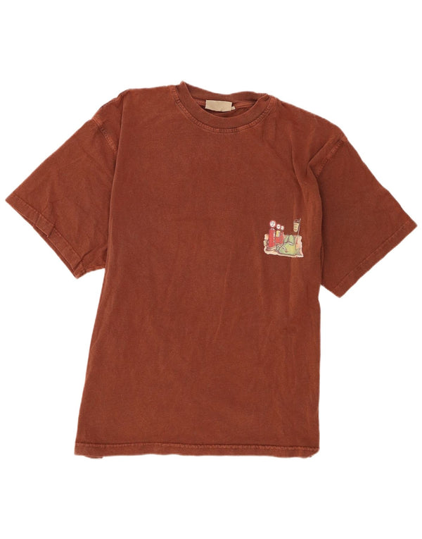 Weird Fish Mens Graphic T-Shirt Top XL Brown Cotton