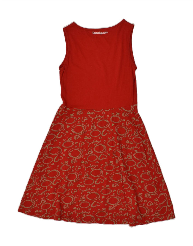 DESIGUAL Girls Sleeveless A-Line Dress 11-12 Years Red Animal Print Cotton | Vintage Desigual | Thrift | Second-Hand Desigual | Used Clothing | Messina Hembry 