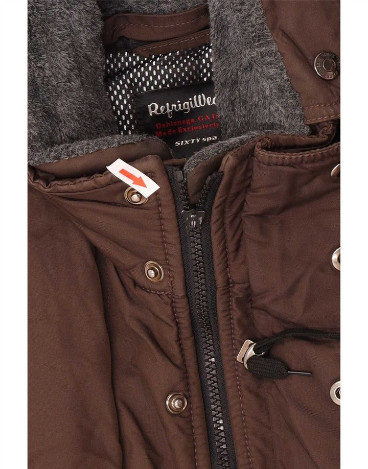 Refrigiwear Mens Hooded Windbreaker Jacket UK 38 Medium Brown Polyamide